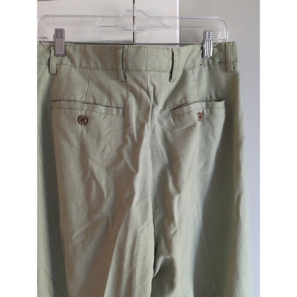 La Cabana Men's 34X32 Light Green Linen Blend Cuffed Slacks - Picture 5 of 9